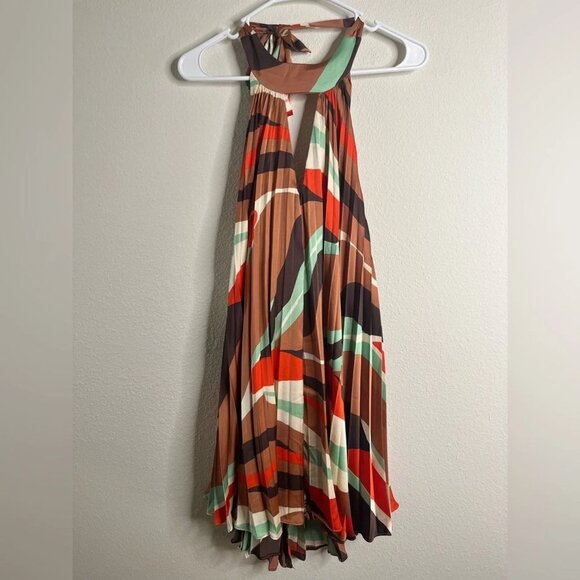 NEW ANTHROPOLOGIE Hutch Halter Pleated Swing Mini Dress Size M - Picture 5 of 8